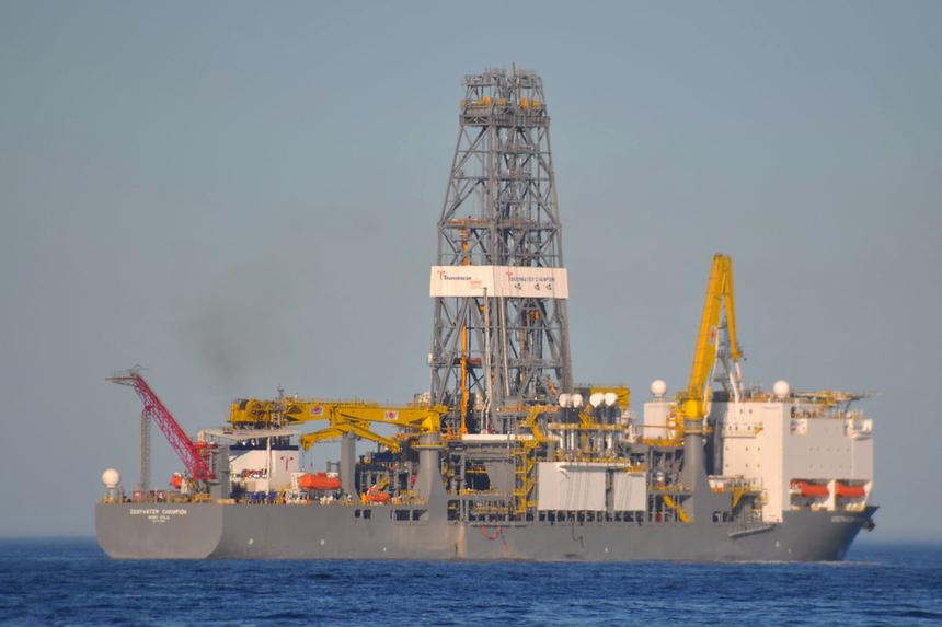 The drillship Deepwater Champion at sea